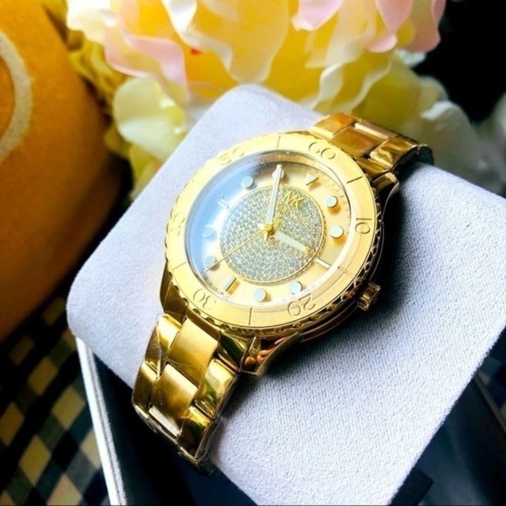 Michael Kors Gold-Tone Pavé Dial Stainless Steel Watch 40mm NWT